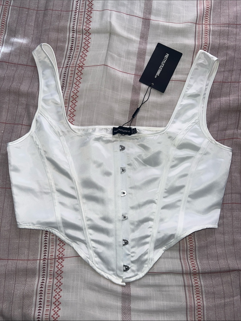 PrettyLittleThing White Corset Crop Top 12 NWT